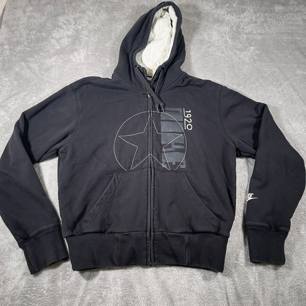 VTG Y2K Nike Sweater Hoodie Adult‎ Full Zip Thermal Star Waffle Lined L